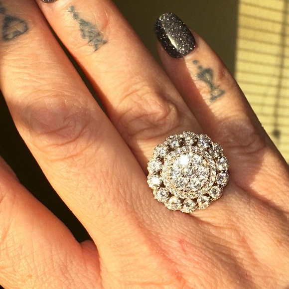 Round stone retro diamond ring size  8 vintage design - Picture 2 of 4